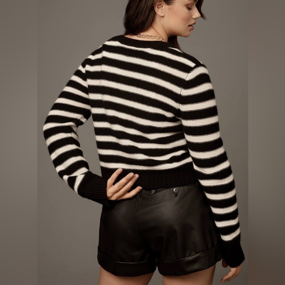 Anthropologie Maeve Women's Small Cashmere Crop Cardigan Sweater Parisian Style - Picture 3 of 16